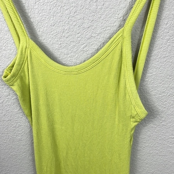 New Alix NYC Paulis Midi Tank Dress Kiwi Lime Green Neon Stretch Rib Knit Sz S - Picture 4 of 11